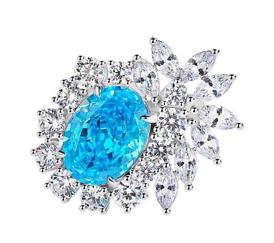 Oval cut huge Luxury 8A zircon gemstone ring 925 silver high carbon diamond - MOWTE