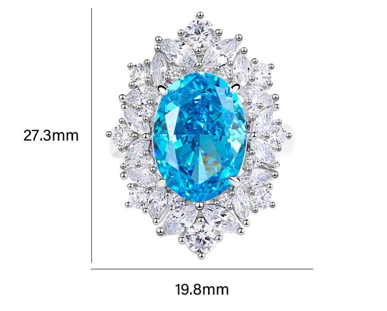Oval cut huge Luxury 8A zircon gemstone ring 925 silver high carbon diamond - MOWTE