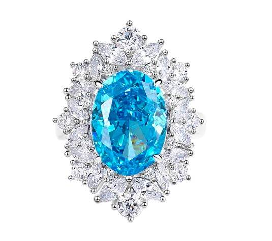 Oval cut huge Luxury 8A zircon gemstone ring 925 silver high carbon diamond - MOWTE