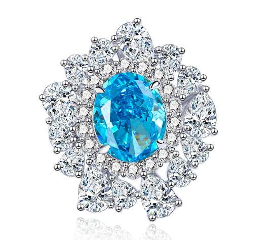 Oval cut huge Luxury 8A zircon gemstone ring 925 silver high carbon diamond - MOWTE