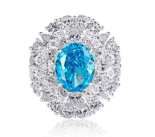 Oval cut huge Luxury 8A zircon gemstone ring 925 silver high carbon diamond - MOWTE