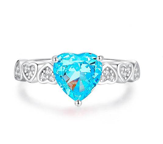 Heart cut huge Luxury 8A zircon gemstone ring 925 silver high carbon diamond - MOWTE