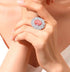 Padparadscha pink oval cut 925 sterling silver ring for women colored huge gemstones high carbon full diamond - MOWTE