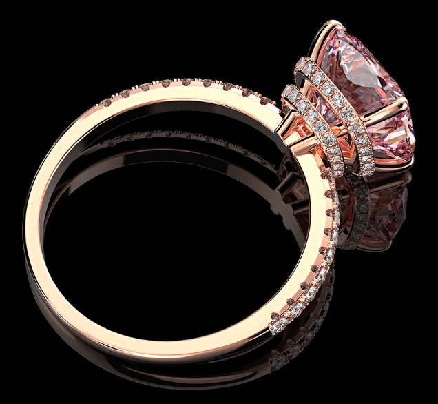925 silver 10*10mm high carbon diamond 5 carat fat square pink diamond ring engagement proposal wedding ring for women - MOWTE