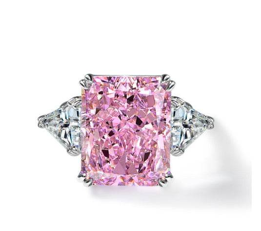 15 carat engagement ring 925 silver ring pink ice flower cut women's ring