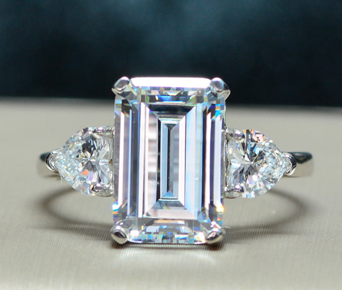 Emerald Cut 5 Carat Sugar Cube Diamond Engagement Ring for Women