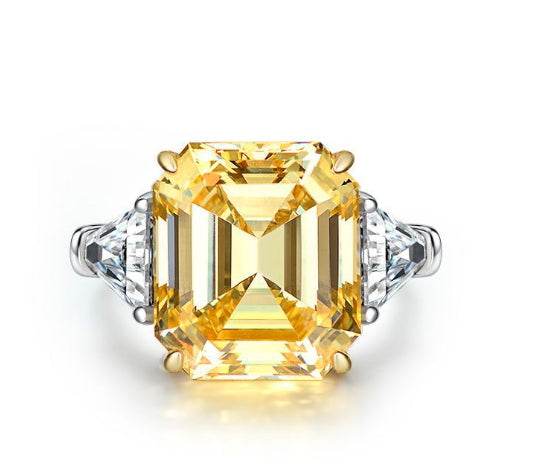 12 carat emerald cut 14*16 high carbon diamond ring women's high-end luxury ring wedding ring engagement ring