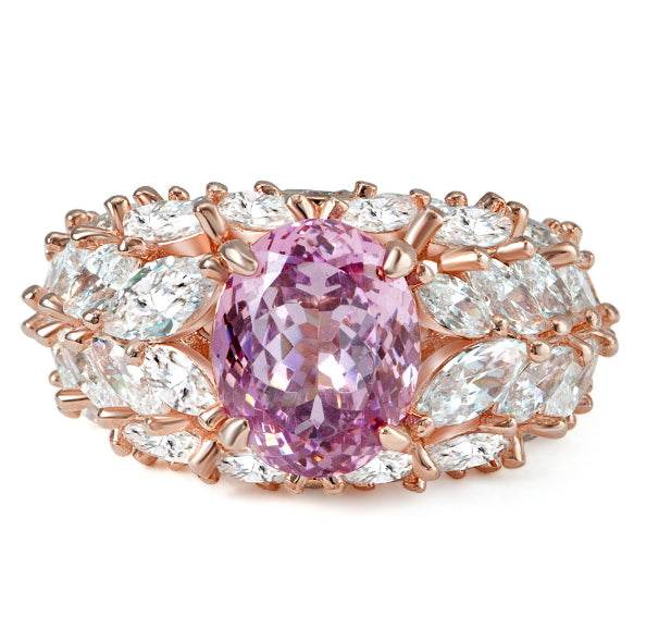 2 carat oval cut 8*10 pink & ice blue high carbon diamond ring new design
