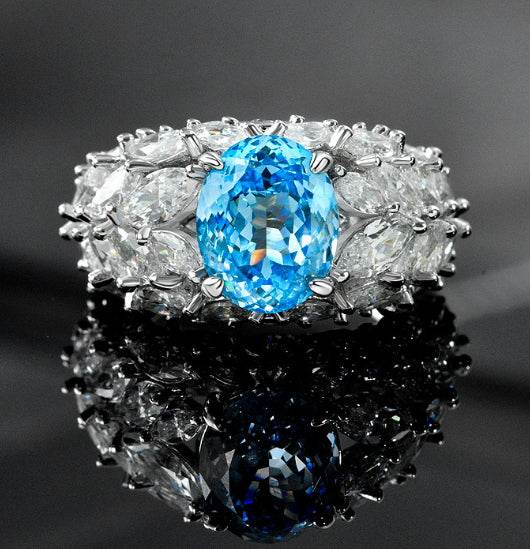 2 carat oval cut 8*10 pink & ice blue high carbon diamond ring new design