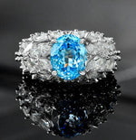 2 carat oval cut 8*10 pink & ice blue high carbon diamond ring new design - MOWTE