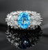 2 carat oval cut 8*10 pink & ice blue high carbon diamond ring new design - MOWTE