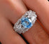 2 carat oval cut 8*10 pink & ice blue high carbon diamond ring new design - MOWTE
