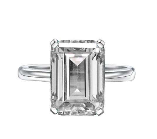 7 carat emerald cut simple and elegant rectangular flat 10*14 luxury high carbon diamond ring