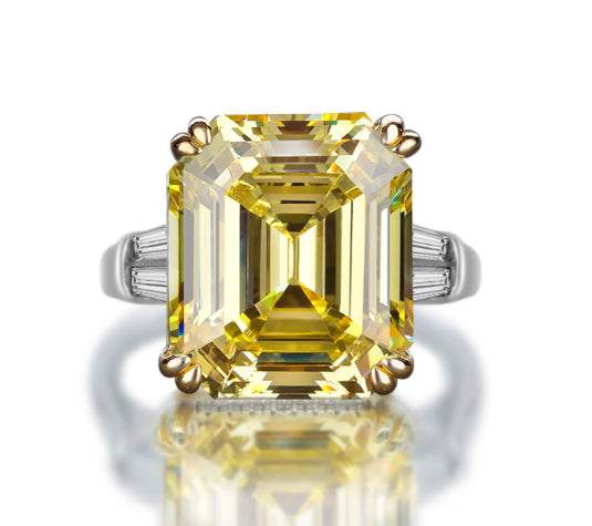 15 carat 925 sterling silver ring luxury high carbon diamond ring 14*16 emerald cut engagement ring