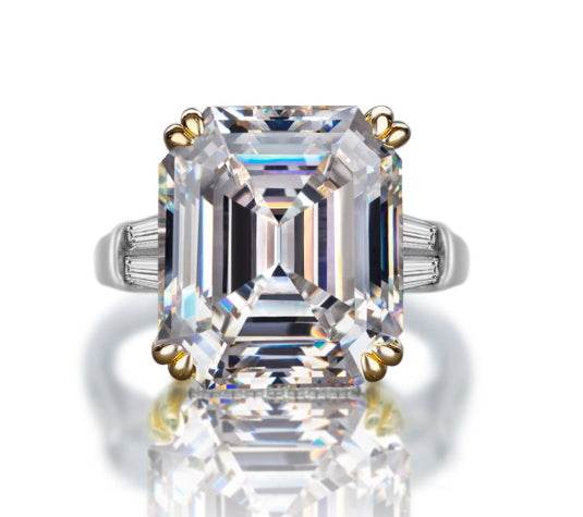 15 carat 925 sterling silver ring luxury high carbon diamond ring 14*16 emerald cut engagement ring
