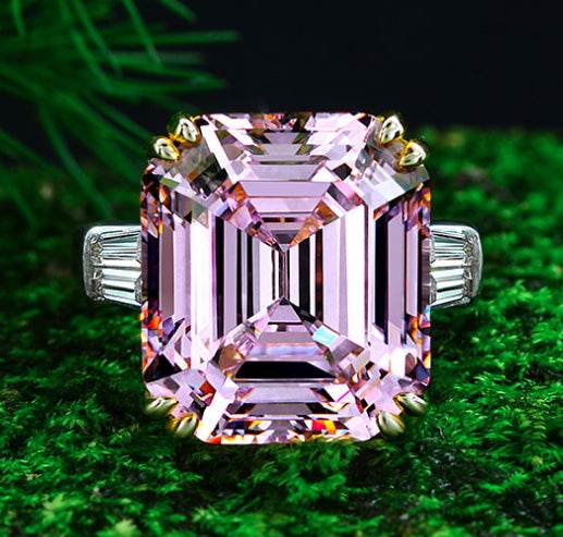 15 carat 925 sterling silver ring luxury high carbon diamond ring 14*16 emerald cut engagement ring - MOWTE
