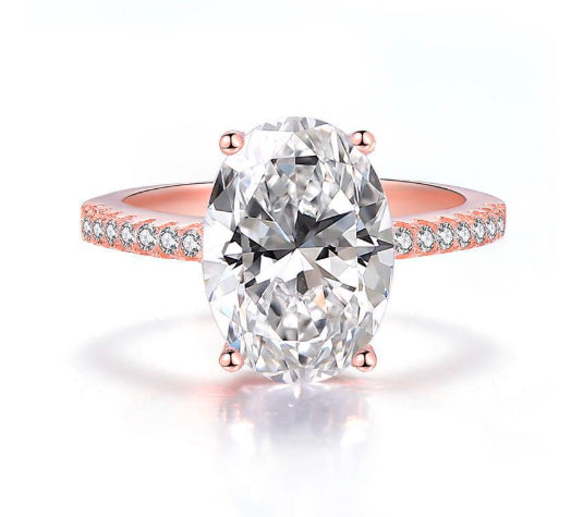 Hot selling flash high carbon diamond 4 carat ring set for couple wedding 9*13mm ice flower cut