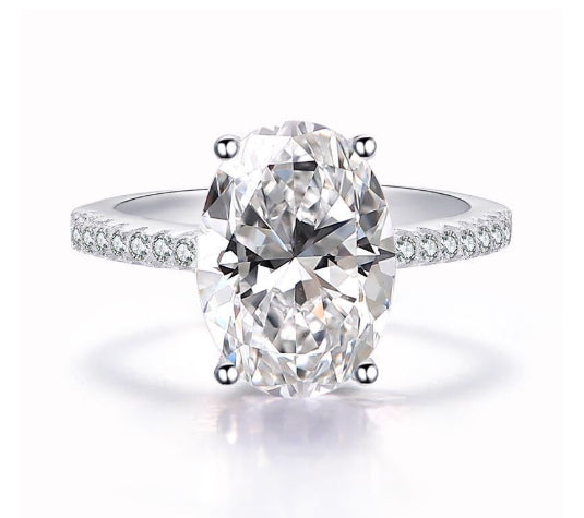 Hot selling flash high carbon diamond 4 carat ring set for couple wedding 9*13mm ice flower cut