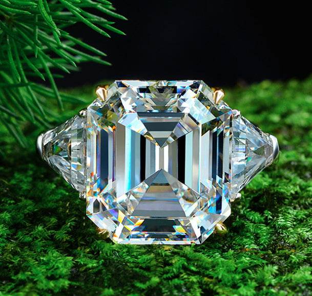 12 carat emerald cut 14*16 high carbon diamond ring women's high-end luxury ring wedding ring engagement ring