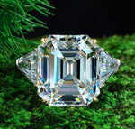 12 carat emerald cut 14*16 high carbon diamond ring women's high-end luxury ring wedding ring engagement ring - MOWTE