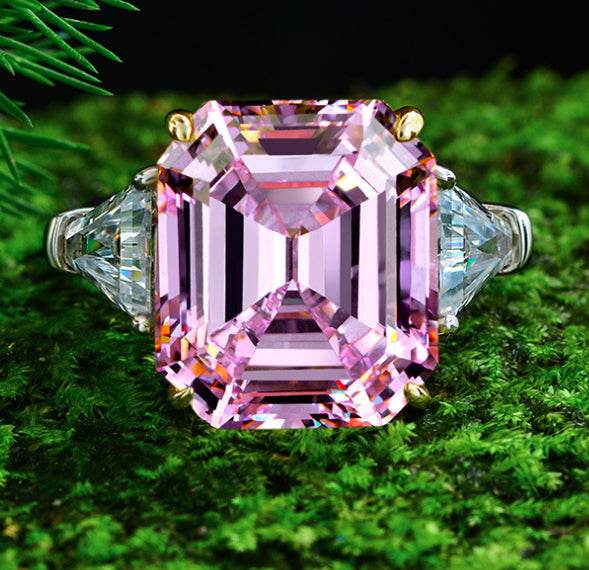 12 carat emerald cut 14*16 high carbon diamond ring women's high-end luxury ring wedding ring engagement ring