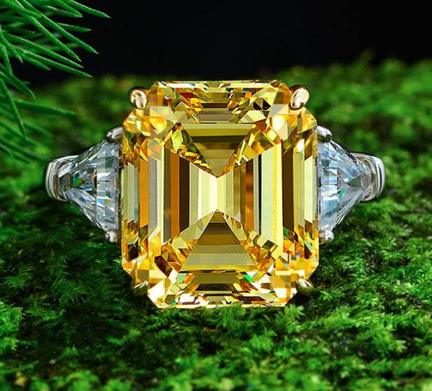 12 carat emerald cut 14*16 high carbon diamond ring women's high-end luxury ring wedding ring engagement ring