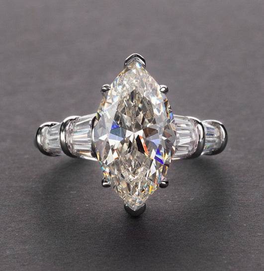 S925 silver high carbon diamond ring simple 3 carat marquise cut  8*14 women's ring