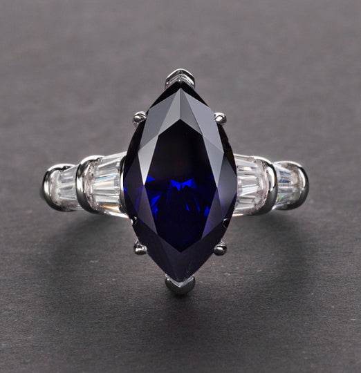S925 silver high carbon diamond ring simple 3 carat marquise cut  8*14 women's ring