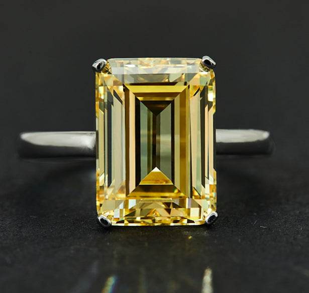 7 carat emerald cut simple and elegant rectangular flat 10*14 luxury high carbon diamond ring