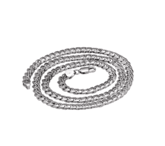 925 sterling silver 3MM chain necklace men's hip-hop thin and versatile silver men's clavicle necklace plain chain trendy - MOWTE