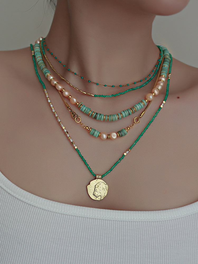 Original Green Shell Freshwater Pearl Necklace Women's Clavicle Chain Sweater Chain