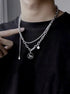 Sterling silver necklace double layered hip-hop collarbone chain accessory