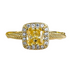 S925 Silver 5 * 5mm Square Sugar Yellow Diamond High Carbon Diamond Ring