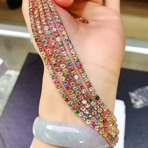 Rainbow tourmaline silver bracelet