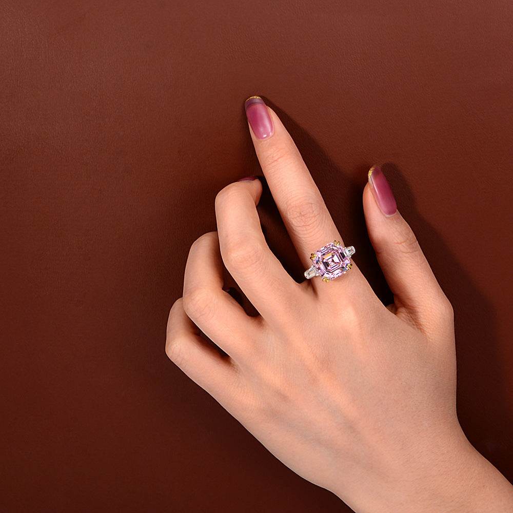 Luxurious square high carbon diamond 7 carat ring jewelry cushion cut wedding ring