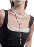 Multi purpose ultra long light luxury pearl necklace for women multiple layered sweater chain