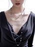 Silver gray pearl starry sky necklace with long necklace design