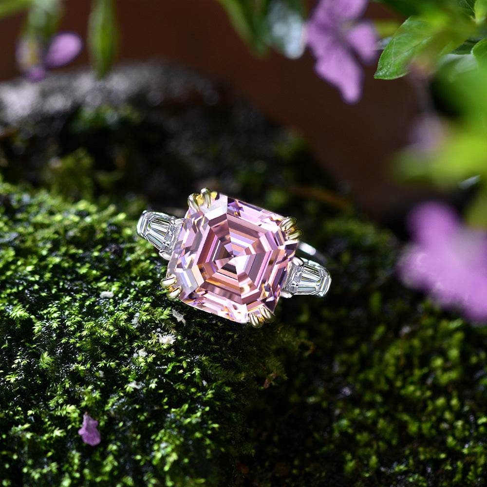Luxurious square high carbon diamond 7 carat ring jewelry cushion cut wedding ring