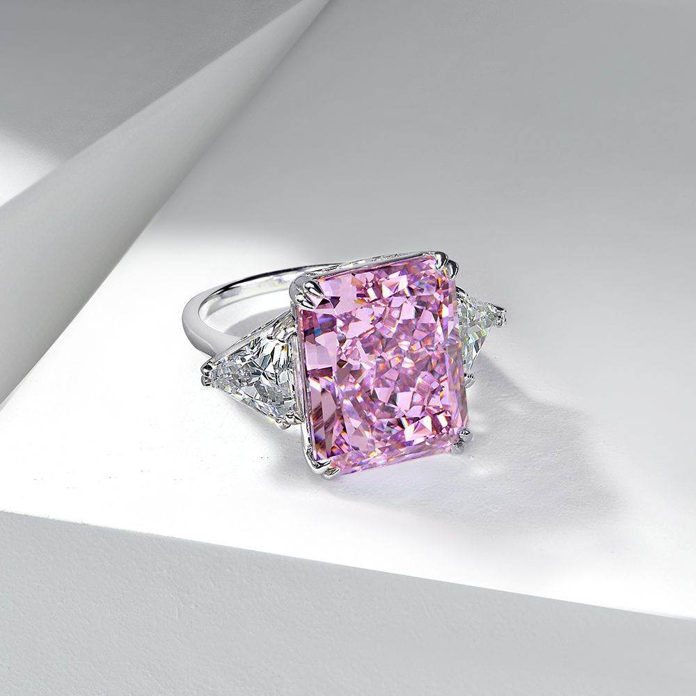 15 carat engagement ring 925 silver ring pink ice flower cut women's ring