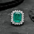 Emerald 9 carat high carbon diamond ring wedding ring