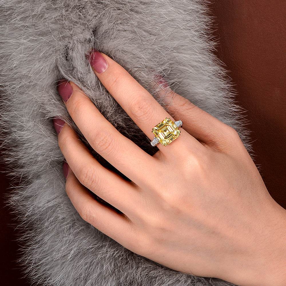 Luxurious square high carbon diamond 7 carat ring jewelry cushion cut wedding ring
