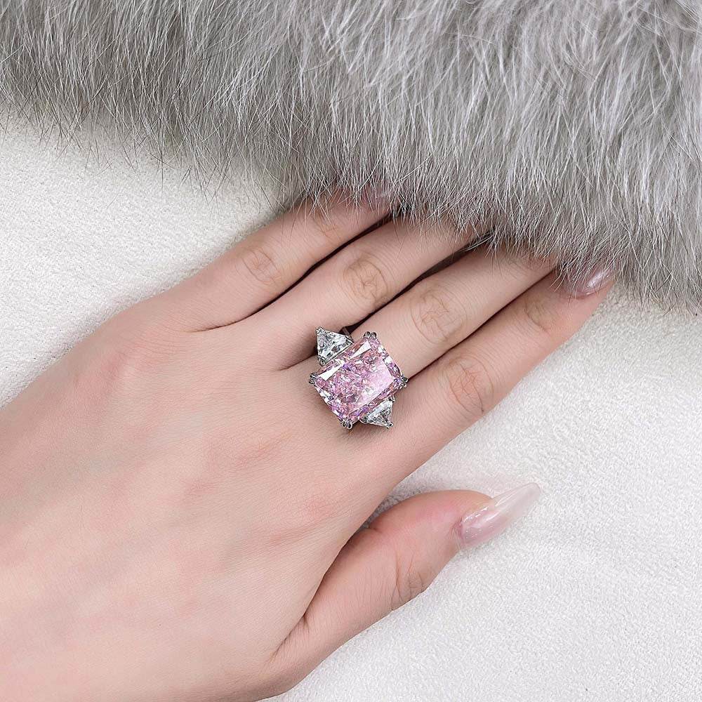 15 carat engagement ring 925 silver ring pink ice flower cut women's ring