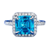 S925 Silver 8 * 8 Ocean Blue Diamond Ring Daily Fashion Rich Lady Style - MOWTE