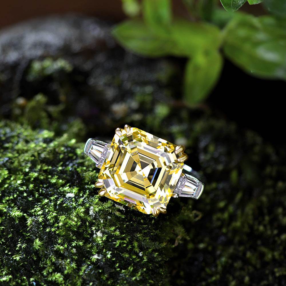 Luxurious square high carbon diamond 7 carat ring jewelry cushion cut wedding ring