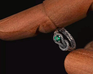 Men's 925 sterling silver earrings snake scale emerald silver jewelry INS design earrings trendy goth