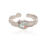 Personality girl silver ring moonstone women's open index finger ring