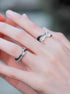 Personality girl sterling silver couple rings with open index finger and contrasting colors