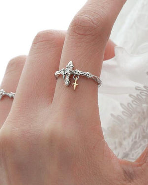 Personality girl cross zircon ring sterling silver design index finger ring for women