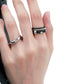 Personality sterling silver ring leather cord multi-layer open index finger ring dark