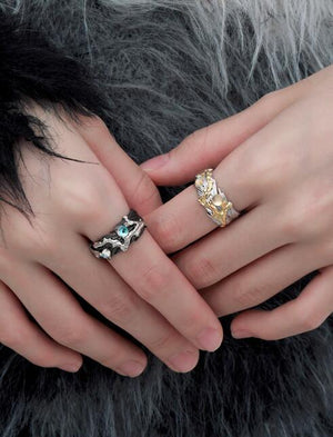 Unique wings sterling silver couple ring original design dark sweet cool open index finger ring